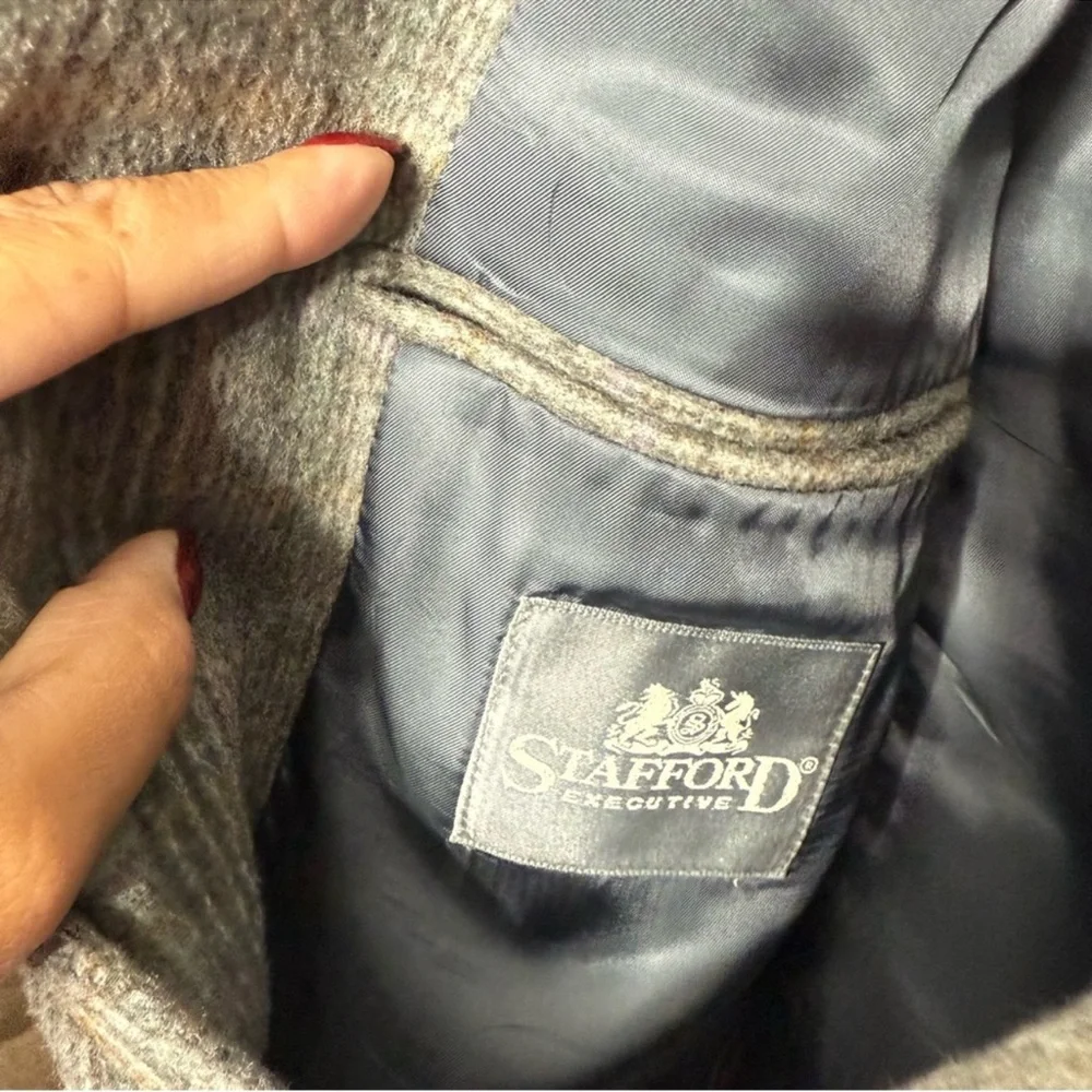 Stafford‎ Executive Men's Size 44 Kent Lambs Wool/ Camel Gray Sport Coat